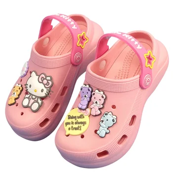 Hello Kitty Anime Kız Yaz Sandalet Delik Ayakkabı Kawaii Sanrio Hollow Out Nefes plaj terlikleri Sevimli Açık Kaymaz Ayakkabı