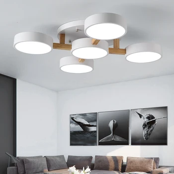 Iskandinav tarzı LED lamba katı ahşap ışıkları yatak odası tavan lambası oturma odası avizeler villa tavan avizeler İç dekor