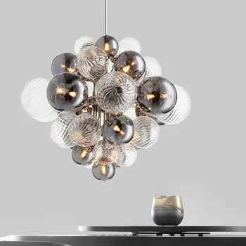 Iskandinav tasarımcı cam küre kabarcık kolye ışık lüks elmas mutfak restoran yatak odası dekorasyon asılı lamba kapalı dekor