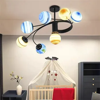 Iskandinav tavan ışık LED elle Çizilmiş Gezegen ışık yatak odası Restoran oturma odası mutfak çocuk odası dekorasyon ışık