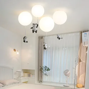Iskandinav Yaratıcı Panda Yatak Odası LED Tavan Lambası Oturma Odası çocuk Karikatür Hayvan Benzersiz Sanat Dekoratif Aydınlatma Armatürü