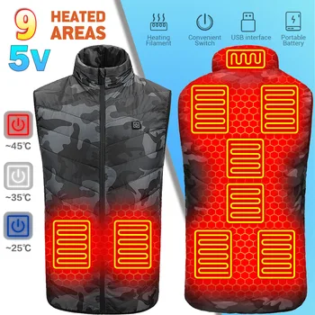 Isıtmalı yelek kış ısıtma ceket avcılık kayak ısıtma yelek motosiklet ceket Anti-freeze USB Powered ısıtmalı giysiler erkekler S-6XL