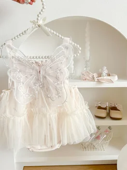 Jenny & Dave Bebek Elbise 2023 Yaz Kız Örgü Prenses Elbise Moda Küçük Kız Kelebek Kayış kolsuz bluz Harper Elbise Kız