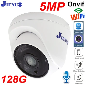 JIENUO 5MP Wifi IP Kamera 128G Cctv Güvenlik Gözetim Kablosuz Kızılötesi Gece Görüş Onvif 1080P 64G 32G Dome Ev Kamera CamHi
