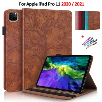 Kabartma Ağacı PU Deri Flip Case Funda iPad Pro 11 2020 Kılıf Cüzdan Standı Tablet Coque iPad Pro 11 2021 2020