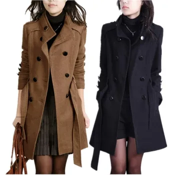 Kadın Yün Ceket 2023 Sonbahar ve Kış Slim Fit Orta Uzunlukta Rüzgarlık Palto Kadınlar için