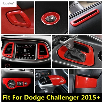 Kafa ışık / Pencere Kaldırma / Vites Paneli / Merkezi havalandırma kapağı Trim Dodge Challenger 2015-2021 İçin Kırmızı Aksesuarları İç