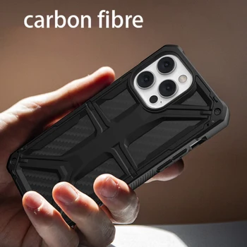Karbon fiber düşme önleme MONARCH iPhone 14 Pro Max cep Telefonu Kılıfı iPhone 13 12 11 Pro Max Artı koruyucu Kapak