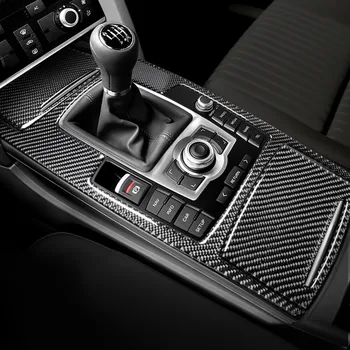 Karbon Fiber Stil Konsol Vites Su Bardağı Tutucu Dekorasyon krom çerçeve Trim İçin Audi A6 C6 2005-11 İç Aksesuarları