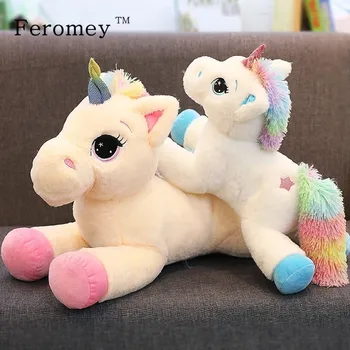 Karikatür gökkuşağı ünikorn peluş oyuncak bebekler Sevimli Unicorn Dolması Hayvanlar Peluş Bebek Unicorn Dolması Hayvan At Çocuk Bebek Hediye