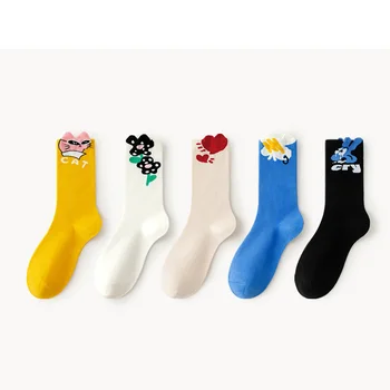 Karikatür Çorap Kadın Tüp Çorap Üç Boyutlu Sevimli Roman Anti Koku Nötr Dış Giyim Trendi Çorap