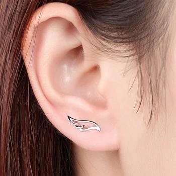 Karopel 925 Ayar Gümüş Melek Kanat Kulak Damızlık Küpe Kulak Deliği Kanat Küpe U Şekli 2021 Moda Kadın Küpe Takı