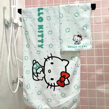 Kawaii Sanrio Hello Kitty Havlu Karikatür Kız Su Emici Olmayan Tüy Bırakmayan Yumuşak Havlu El Yıkama için Küçük Kare Havlu