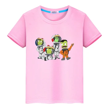 Kerball Uzay Programı T-Shirt %100 % Pamuk Kısa Kollu Yaz Tee-shirt Rahat Kawaii Karikatür Grafik Tshirt Sevimli Baskı Üstleri