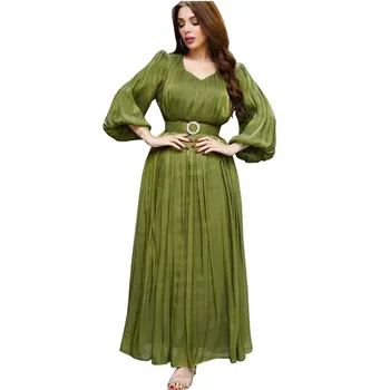 Klasik Maxi Elbise Müslüman Afrika Elbise Kadınlar Orta Doğu Etnik rahat giyim Katı Gevşek Uzun Kollu Elbise 2023 Yeni Vestidos