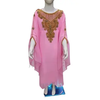 Kız Elbise Çocuklar Abaya Dubai Kaftan El Yapımı Boncuk Pullu Dekorasyon Çocuklar yaz elbisesi