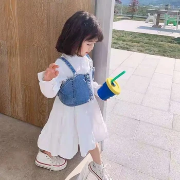 Kızlar Uzun Kollu Elbise İlkbahar ve Sonbahar Yeni çocuk Moda Beyaz Elbise Yelek Seti Çocuklar Bebek Moda Elbise Seti