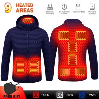 Kış ısıtmalı ceket motosiklet ceket sıcak USB ısıtma ceket termal giysiler avcılık yelek ısıtma ceket spor yürüyüş için 6XL