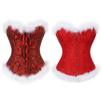 L93F Noel Cosets Santa Kostüm Kadınlar Lace Up Korse Büstiyer Noel Lingeries