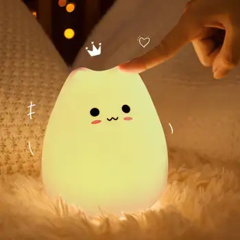 Led Gece Lambası doğum günü hediyesi Düğme Anahtarı Uyku Çift Hediye Kedi Gece Lambası Yatak Odası Başucu Dekorasyon Masaüstü Silikon