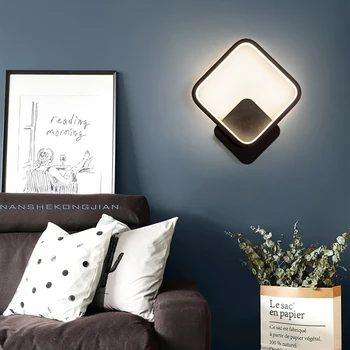 LED İç Duvar Lambası AC85 - 265V 12W Siyah/Beyaz Renk Kabuk Modern Sadelik Duvar Lambası Yüksek Parlaklık LED Aydınlatma Kaynağı
