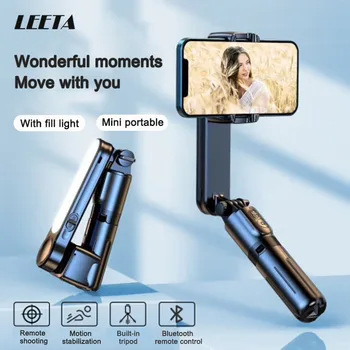 LEETA el Gimbal sabitleyici katlanabilir dolgu ışığı ile kablosuz Bluetooth Xiaomi Huawei İphone Smartphone için