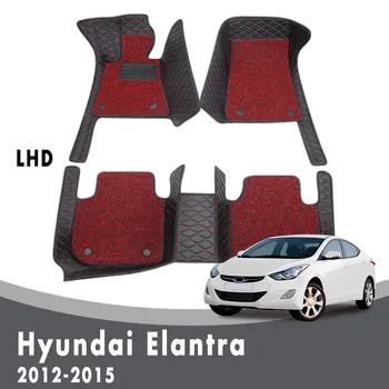 Lüks Çift Katmanlı Tel Döngü Araba Paspaslar Hyundai Elantra 2015 2014 2013 2012 İçin Özel Su Geçirmez Kapakları Deri Halı