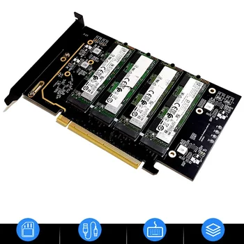 M. 2 NVME PCIe 4. 0X16 Adaptör Kartı, Destekler 4 NVMe M. 2 2280, Destekler Çatallanma Raıd