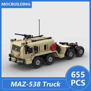 MAZ-538 Kamyon Modeli Moc Yapı Taşları Dıy Tuğla Askeri Araç Serisi Eğitici Yaratıcı Çocuk Oyuncakları Hediyeler 655 ADET