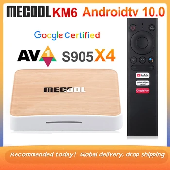Mecool KM6 Deluxe Amlogic S905X4 akıllı tv kutusu Android 10 4GB 64GB Google Sertifikalı Wifi 6 AV1 USB3. 0 1000M 2GB 16GB Set Üstü Kutusu