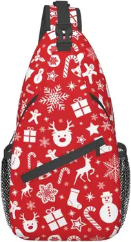 Merry Christmas tek kollu çanta Crossbody Sırt Çantası Kadın Erkek Yürüyüş Seyahat omuzdan askili çanta Kılıfı Küçük Sırt Çantası Hafif