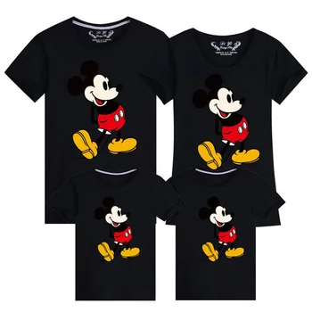Mickey Mouse T Shirt Yaz Eşleştirme Anne Kızı Elbise Çift Kıyafetler Baba Oğul Aile Bak Tatil Doğum Günü Çocuklar Tops