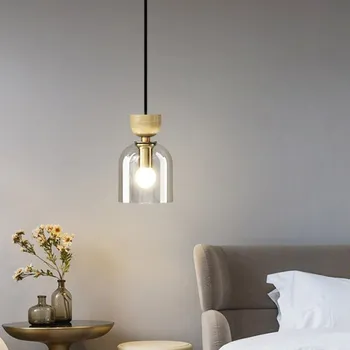 Minimalist cam ışıklı avize LED Daire Duman Gri Asılı Lambalar Yatak Odası Oturma Odası Çalışma Yemek Odası Ev Dekor Armatürleri