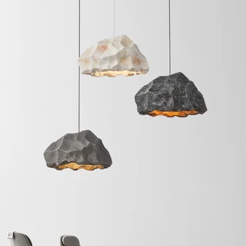 Modern Wabi-Sabi reçine taş Led avizeler aydınlatma oturma yemek odası kolye lamba ev dekor mutfak asılı ışık armatürü