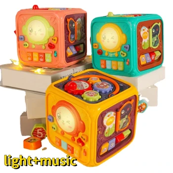 Montessori Oyunu Bebek Aktivite Küp Şekli Maç Sıralayıcısı Kutusu Renk Numarası 12in1 Müzikal Eğitici İnteraktif Oyuncaklar Çocuklar İçin Hediye