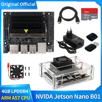 Orijinal NVIDIA Jetson Nano 4GB Geliştirici Kiti B01 Dört çekirdekli 64-bit ARM CPU İsteğe Bağlı Akrilik Kılıf Güç Kaynağı AI Geliştirme