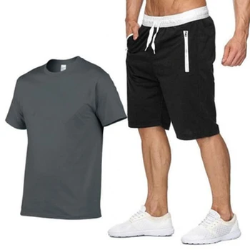 Pamuk kenevir Yaz 2021 iki Parçalı Set Erkekler Kısa Kollu T Gömlek Kırpılmış Üst Şort erkek Eşofman Tasarım Moda PP94