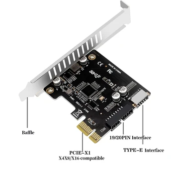 PCI-E USB 3.0 Genişleme Kartı 5 Gbps Tipi E PCI ekspres kart 19/20 Pin Header C Tipi Ön Panel Montaj Adaptörü
