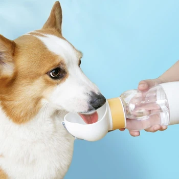 Pet Köpek Su Şişesi Besleyici Kase Taşınabilir Su Gıda Şişesi Evcil Açık Seyahat Içme köpek maması kaseleri su kasesi Köpekler ıçin