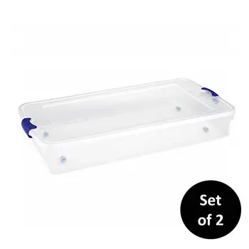 Qt. Mandallama şeffaf plastik saklama kabı, Şeffaf / Mavi, 2 Set kapaklı cam konteyner kavanoz Gıda saklama kapları Sıkma bott