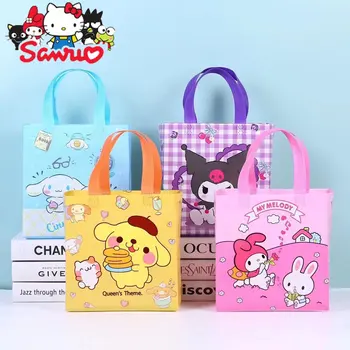 Rastgele Renk Sanrio Melodi Kuromi Hello Kitty Cinnamoroll hediye keseleri dokunmamış Çanta bez alışveriş çantası okul çantası omuzdan askili çanta