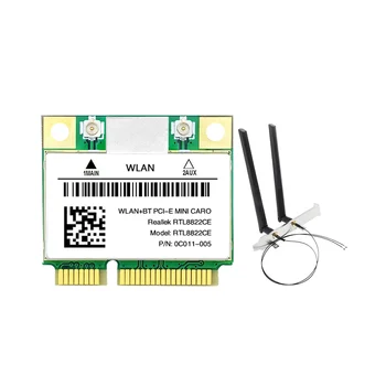 RTL8822CE WiFi Kartı Anten ile 1200Mbps 2.4 G + 5GHz 802.11 AC Ağ Mini PCIe BT 5.0 Desteği Dizüstü / PC Windows 10/11