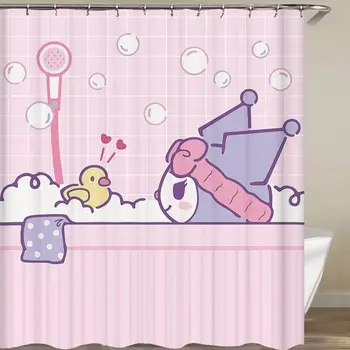 Sanrio Kawaii Kuromi Anime banyo perdesi Sevimli Karikatür Göndermek Plastik Kanca Tuvalet Dolap Dekorasyon Perde Güzel Oyuncaklar Kızlar için