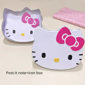Sanrio Yapışkan Not Hello Kitty Sevimli Karikatür Not Demir Kutu saklama kutusu Mücevher Kutusu Not Defteri Anime Çevre Süsleme