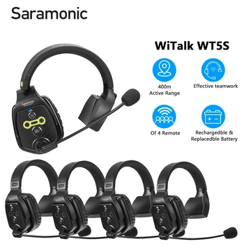 Saramonic Witalk WT5S Tam Dubleks Iletişim kablosuz kulaklık Sistemi tekne Dubleks Interkom Kulaklıklar Antrenörler Mikrofon