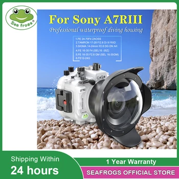 Seafrogs Yeni Model Beyaz Su Geçirmez Kamera Çantası Fiber Optik Delikli Sony A7RIII/A7III 16-35mm24-70mm12-24mm 17-28mm Lens