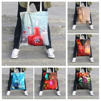 Seyahat çantası tote çanta kadınlar için Noel Günü Baskı organizatör Alışveriş çantası tuval Kozmetik çantası makyaj kutusu Alışveriş çantası