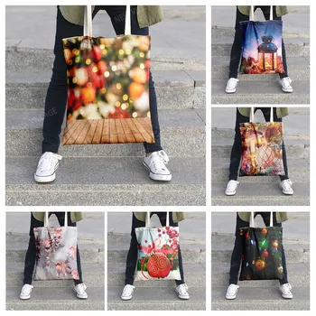 Seyahat çantası tote çanta kadınlar için Noel Ağacı Topu organizatör Alışveriş çantası tuval Kozmetik çantası makyaj kutusu Alışveriş çantası