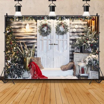 SHUOZHIKE Kış Rustik Tnterior Dekore Yeni Yıl Yapay Kar Ve Noel Ağacı Fotoğraf Stüdyosu Arka Plan SSD-03