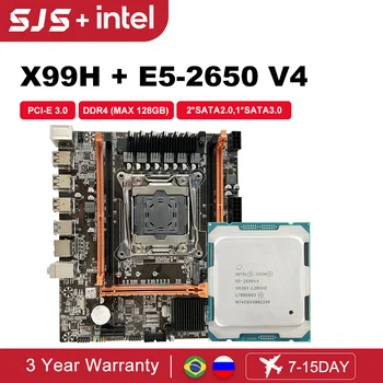 SJS X99 Anakart Kiti Xeon E5 2650 V4 CPU GA 2011-3 Mikro ATX placa mãe Desteği DDR4 ECC RAM ve masaüstü bellek M. 2 SATA 3.0
